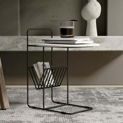 Luxury Rock Slab Steel Round End Table