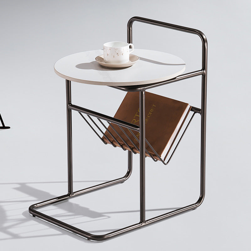 Luxury Rock Slab Steel Round End Table