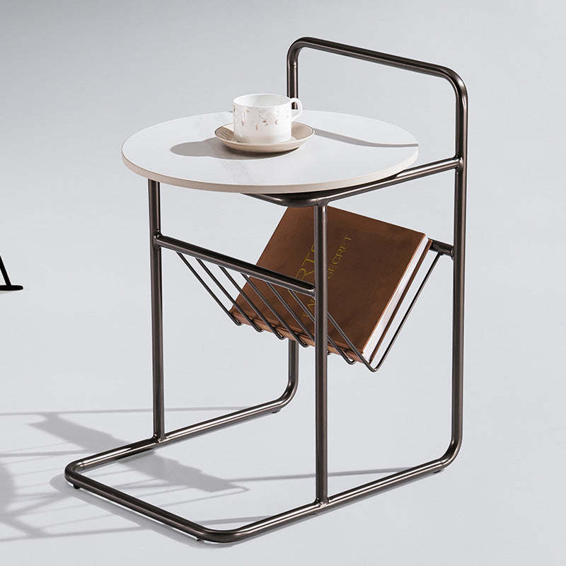 Luxury Rock Slab Steel Round End Table