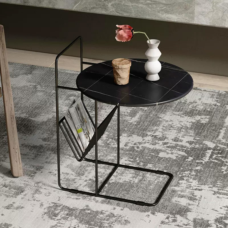 Luxury Rock Slab Steel Round End Table