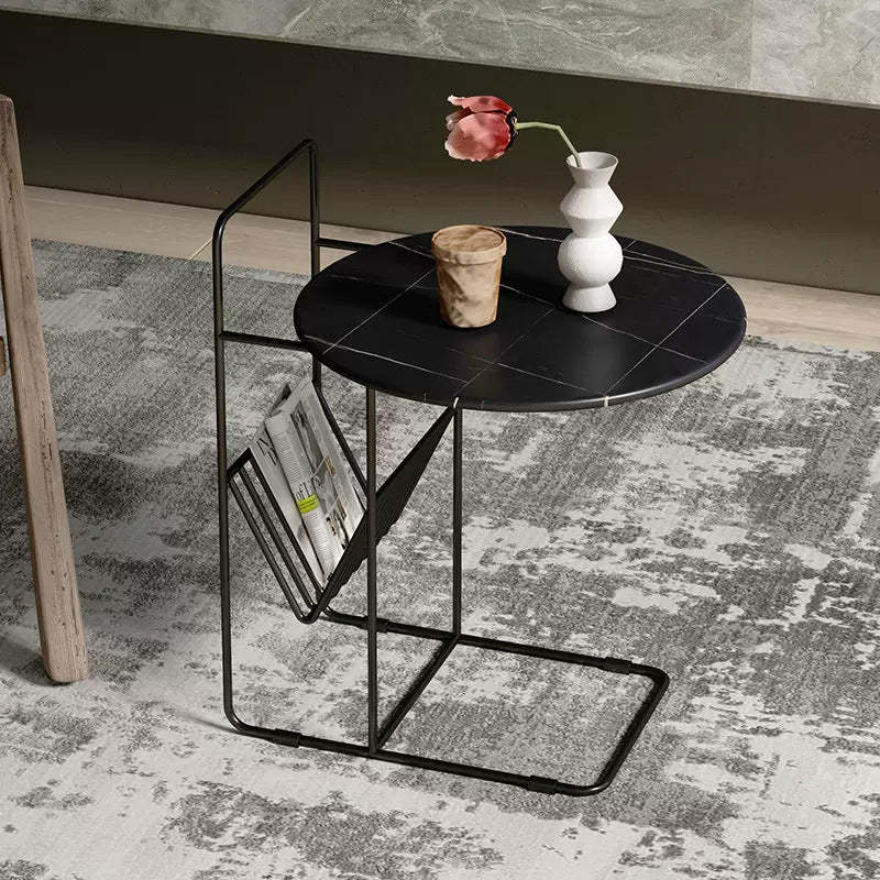 Luxury Rock Slab Steel Round End Table