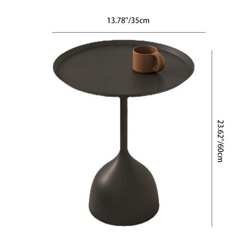 Minimalist Round Iron 1-Tier End Table — White