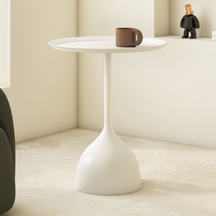 Minimalist Round Iron 1-Tier End Table — Black