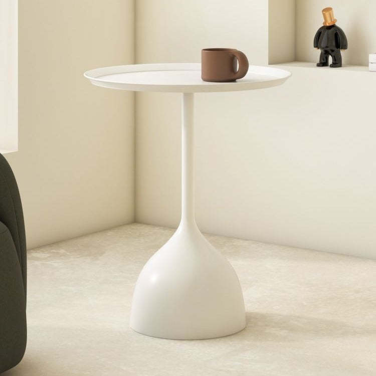 Minimalist Round Iron 1-Tier End Table — Black