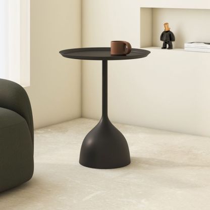 Minimalist Round Iron 1-Tier End Table — White