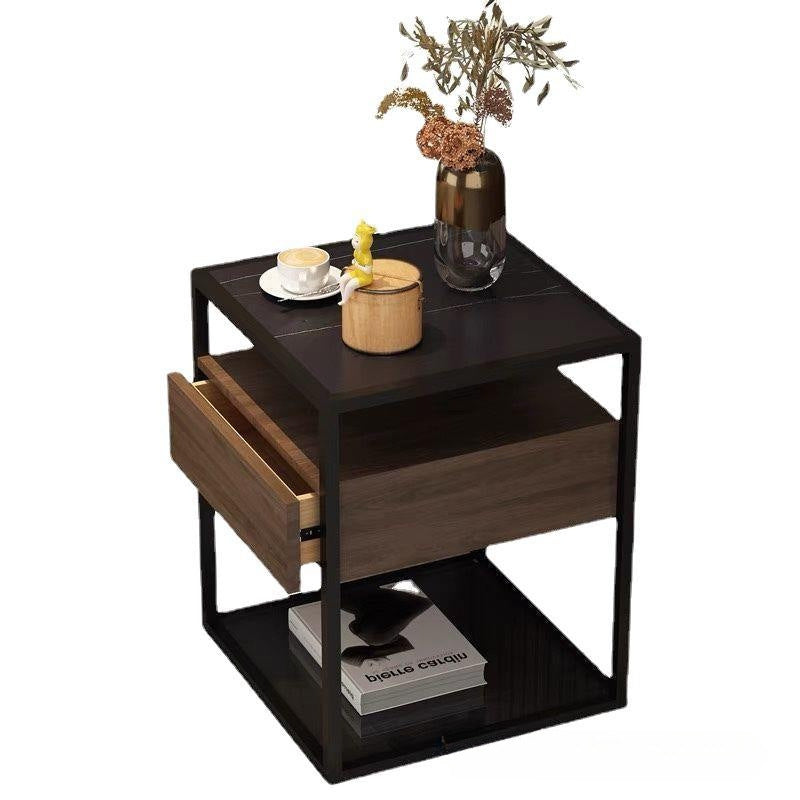 Vintage Tempered Glass Iron End Table 2-Tier