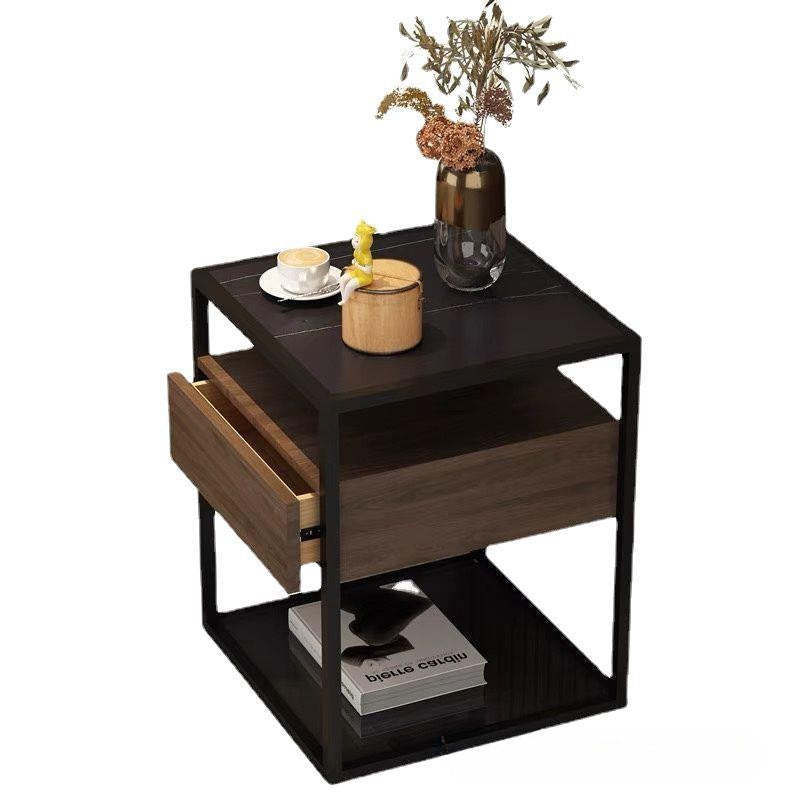 Vintage Tempered Glass Iron End Table 2-Tier