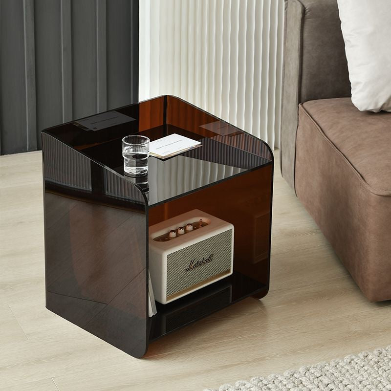 Minimalist Acrylic End Table 2-Tier — Tea Color