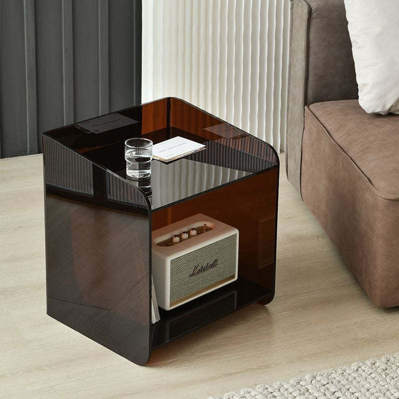 Minimalist Acrylic End Table 2-Tier — Tea Color