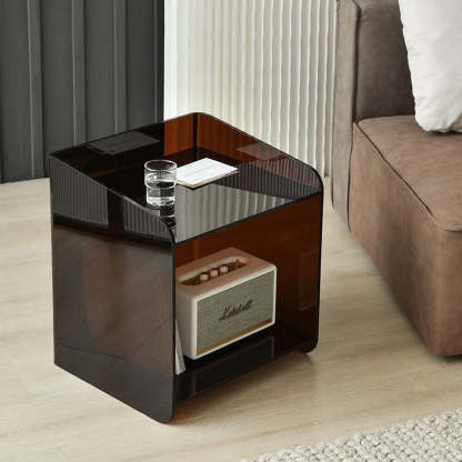 Minimalist Acrylic End Table 2-Tier — Tea Color