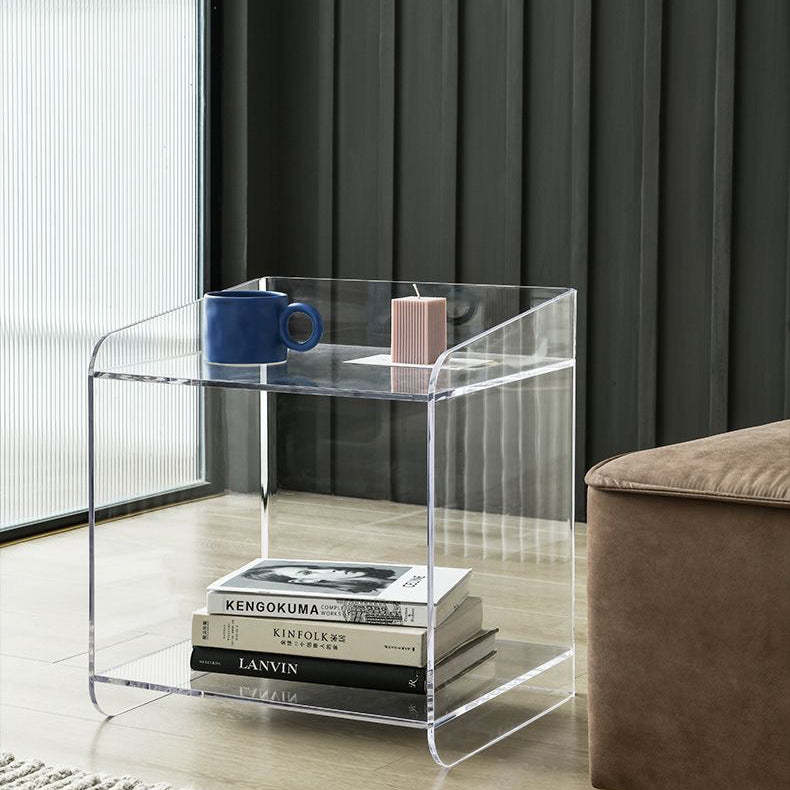 Minimalist Acrylic End Table 2-Tier — Gray