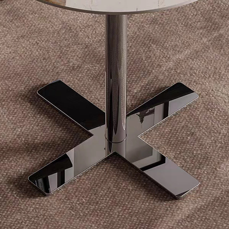 Minimalist Round Rock Slab Steel End Table