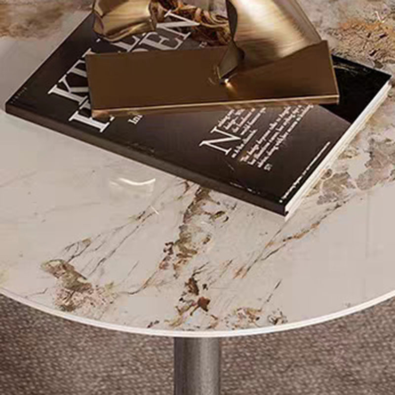 Minimalist Round Rock Slab Steel End Table