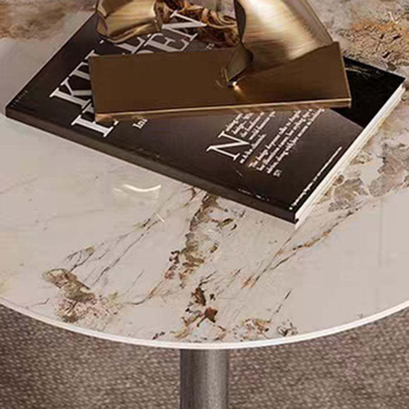 Minimalist Round Rock Slab Steel End Table