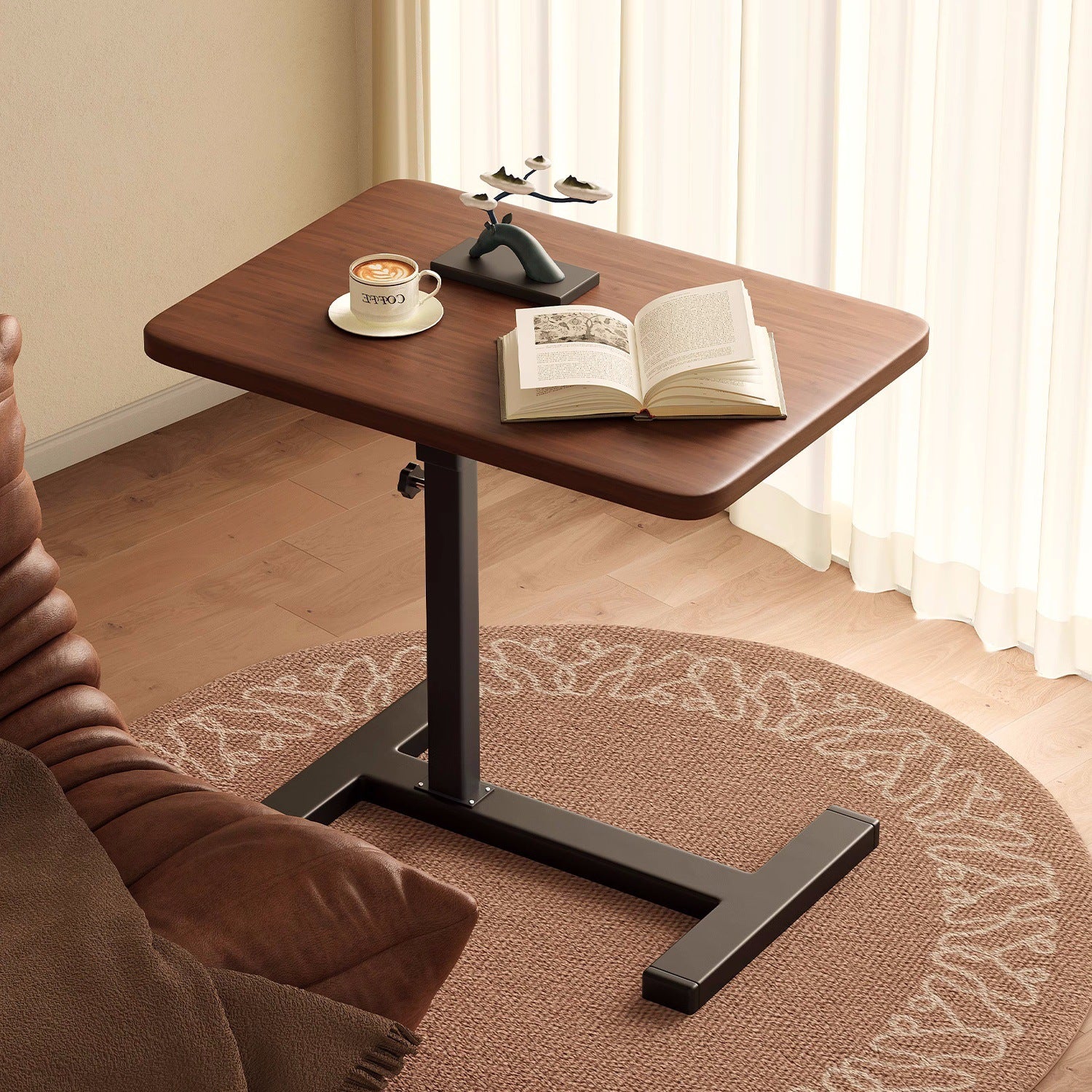 Minimalist Foldable Rectangular End Table — Adjustable Height + Flip