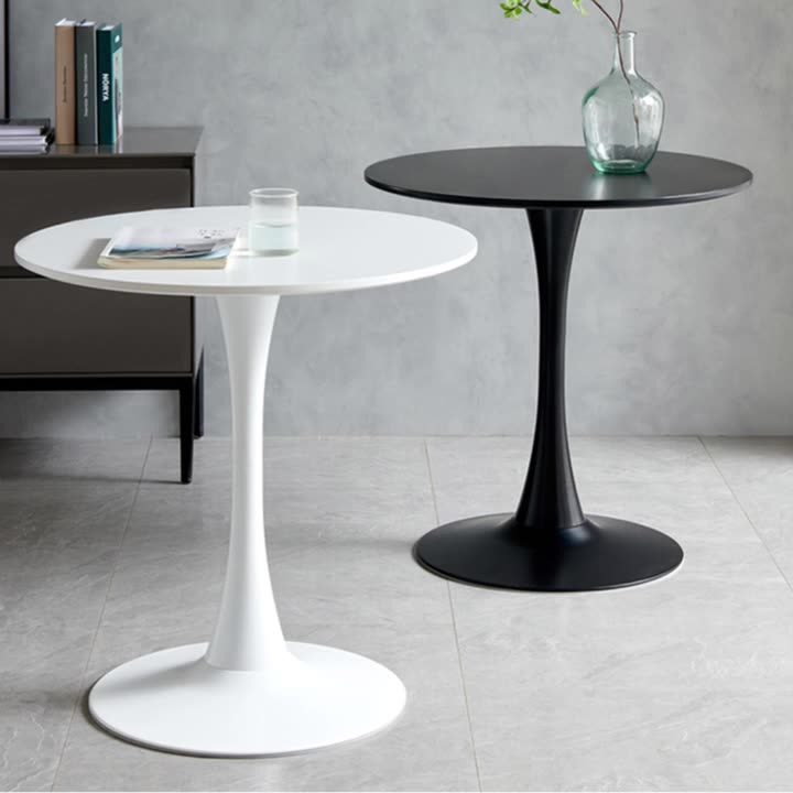 Minimalist Round Steel Base Coffee Table — Black
