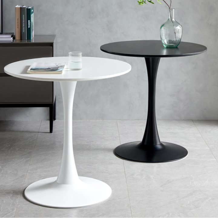 Minimalist Round Steel Base Coffee Table — Black