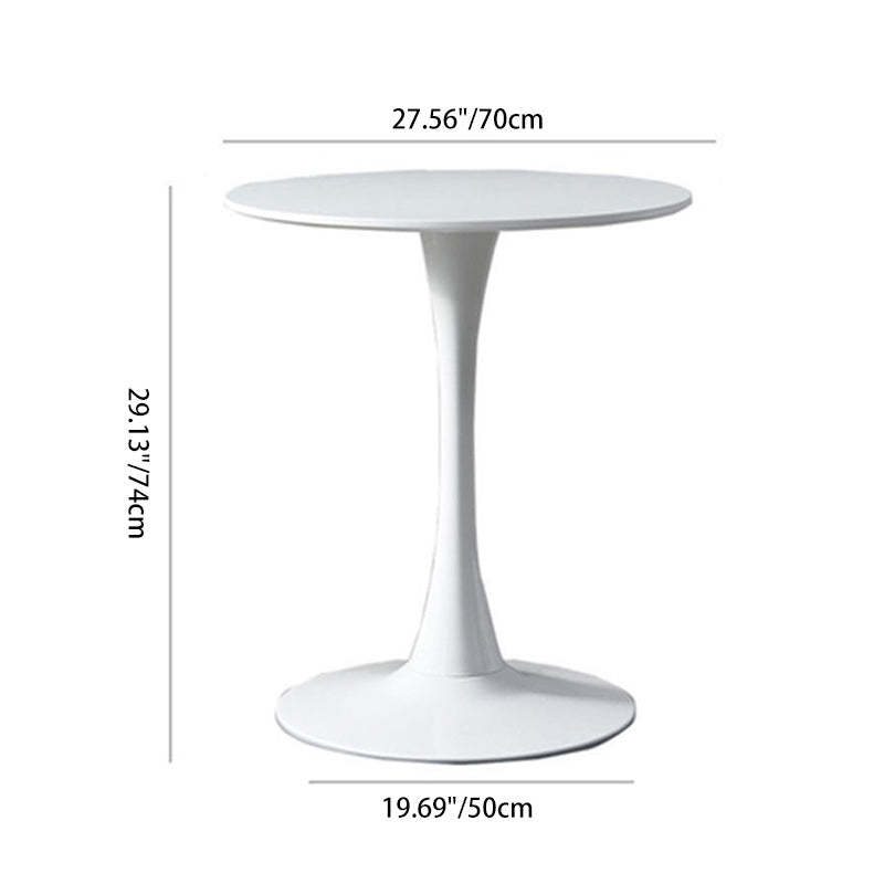 Minimalist Round Steel Base Coffee Table — White