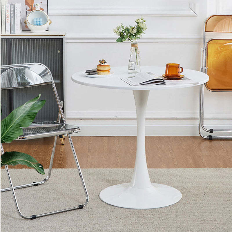 Minimalist Round Steel Base Coffee Table — White