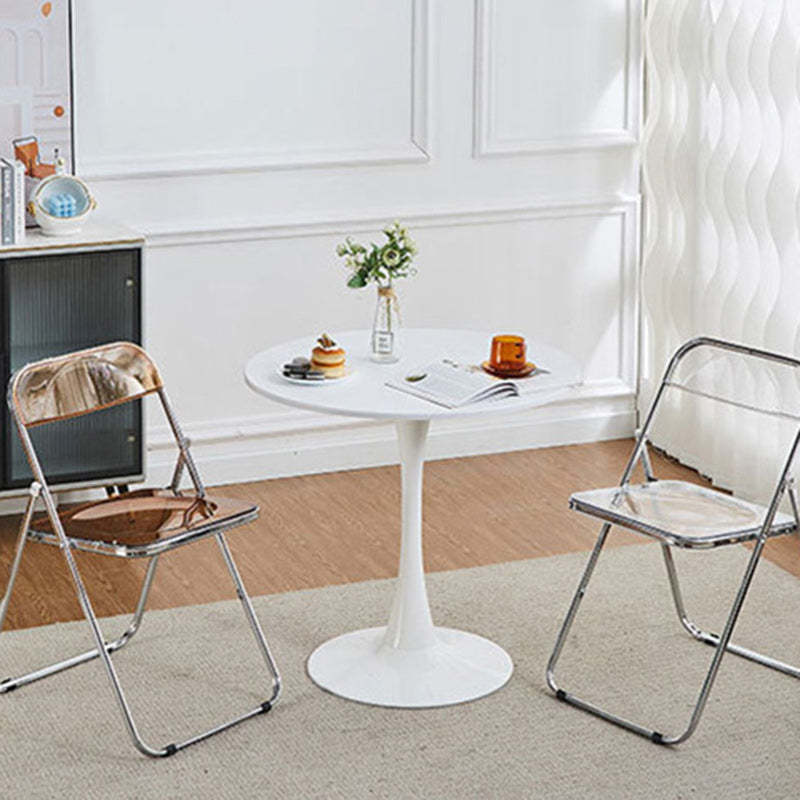 Minimalist Round Steel Base Coffee Table — White