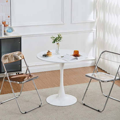 Minimalist Round Steel Base Coffee Table — White