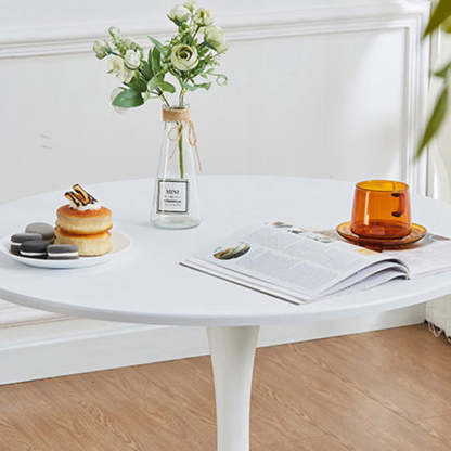 Minimalist Round Steel Base Coffee Table — Black