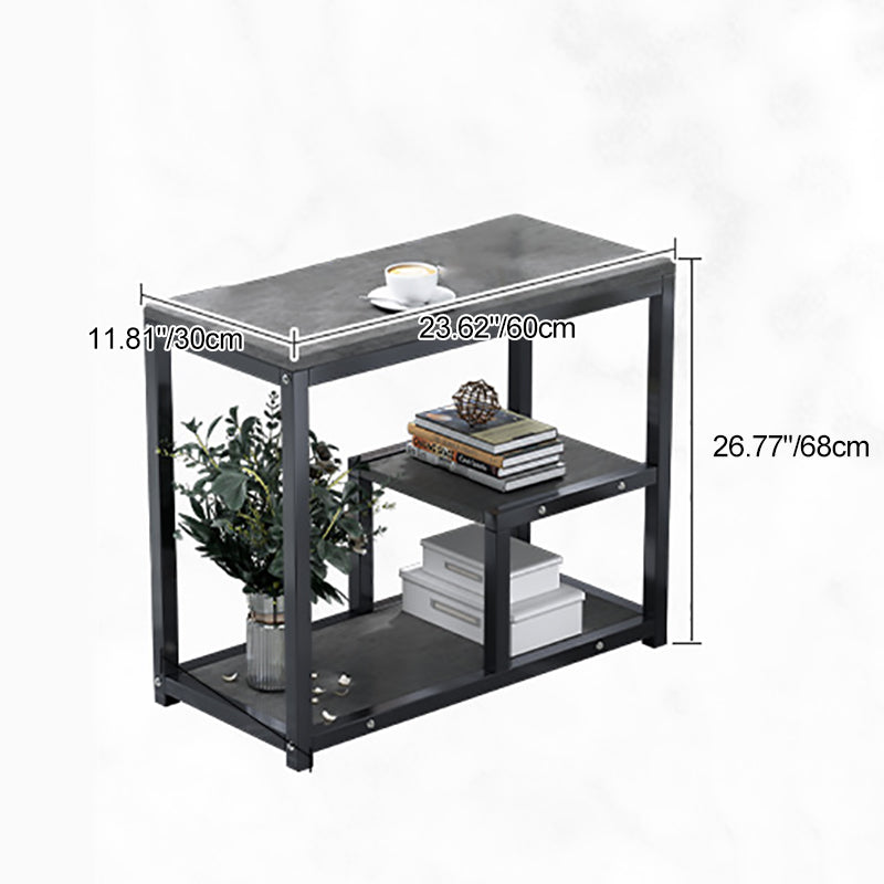 Traditional Vintage Rectangular Board Iron End Table 3-Tier For Living Room