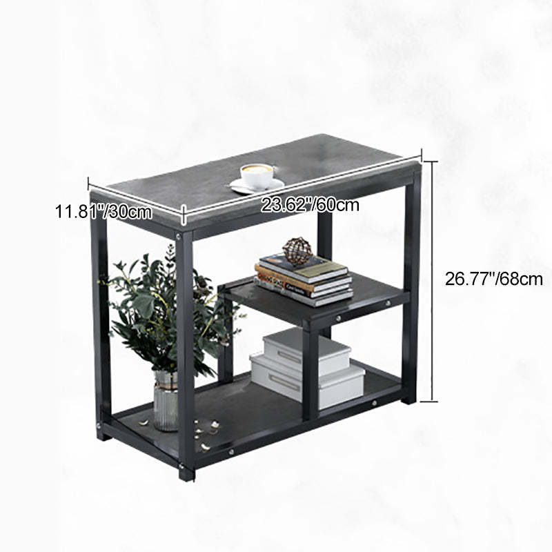 Traditional Vintage Rectangular Board Iron End Table 3-Tier For Living Room