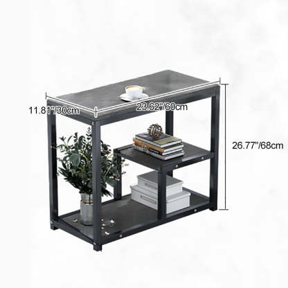 Traditional Vintage Rectangular Board Iron End Table 3-Tier For Living Room