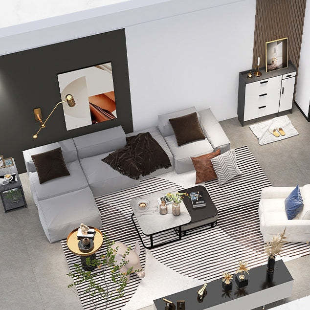 Traditional Vintage Rectangular Board Iron End Table 3-Tier For Living Room