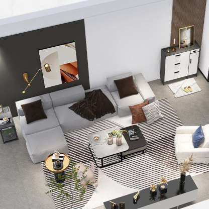 Traditional Vintage Rectangular Board Iron End Table 3-Tier For Living Room