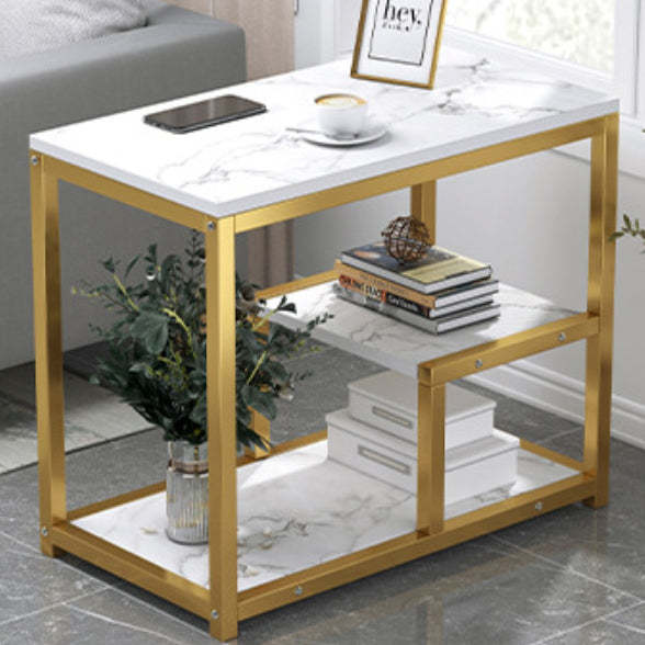 Traditional Vintage Rectangular Board Iron End Table 3-Tier For Living