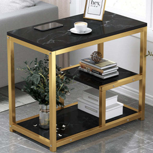 Traditional Vintage Rectangular Board Iron End Table 3-Tier For Living Room