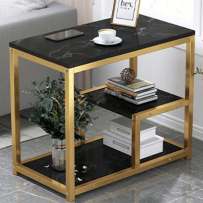 Traditional Vintage Rectangular Board Iron End Table 3-Tier For Living Room