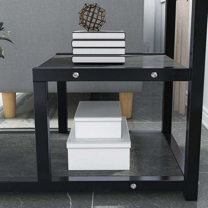 Traditional Vintage Rectangular Board Iron End Table 3-Tier For Living Room