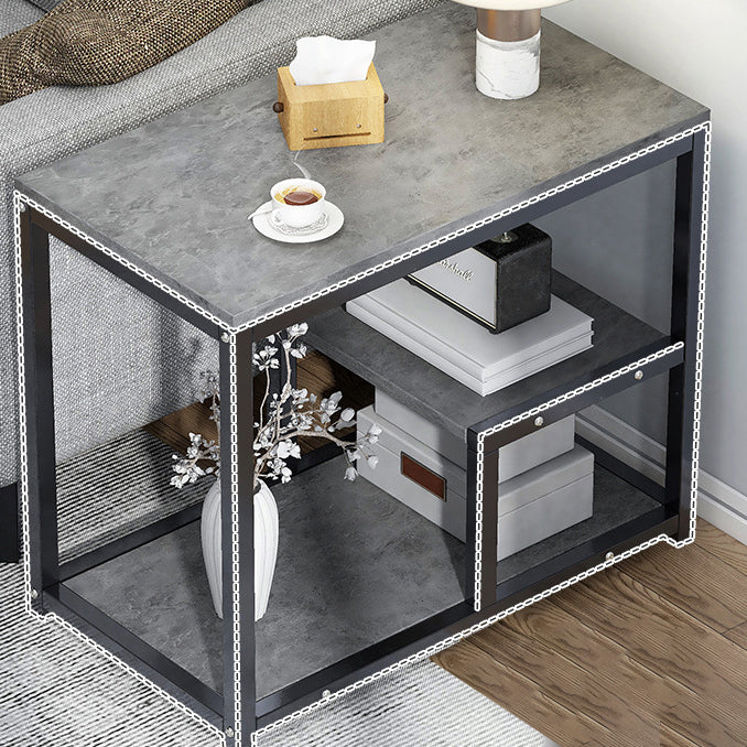 Traditional Vintage Rectangular Board Iron End Table 3-Tier For Living Room