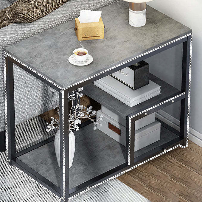 Traditional Vintage Rectangular Board Iron End Table 3-Tier For Living Room