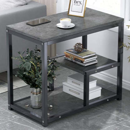 Traditional Vintage Rectangular Board Iron End Table 3-Tier For Living Room