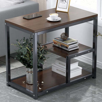 Traditional Vintage Rectangular Board Iron End Table 3-Tier For Living Room