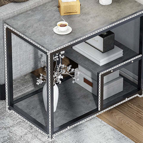 Traditional Vintage Rectangular Board Iron End Table 3-Tier For Living Room