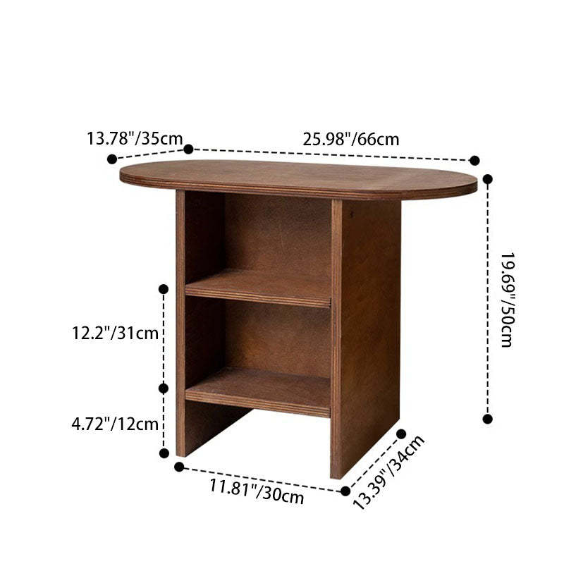 Scandinavian Oval Solid Wood 3-Tier End Table