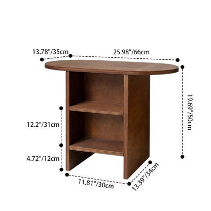 Scandinavian Oval Solid Wood 3-Tier End Table