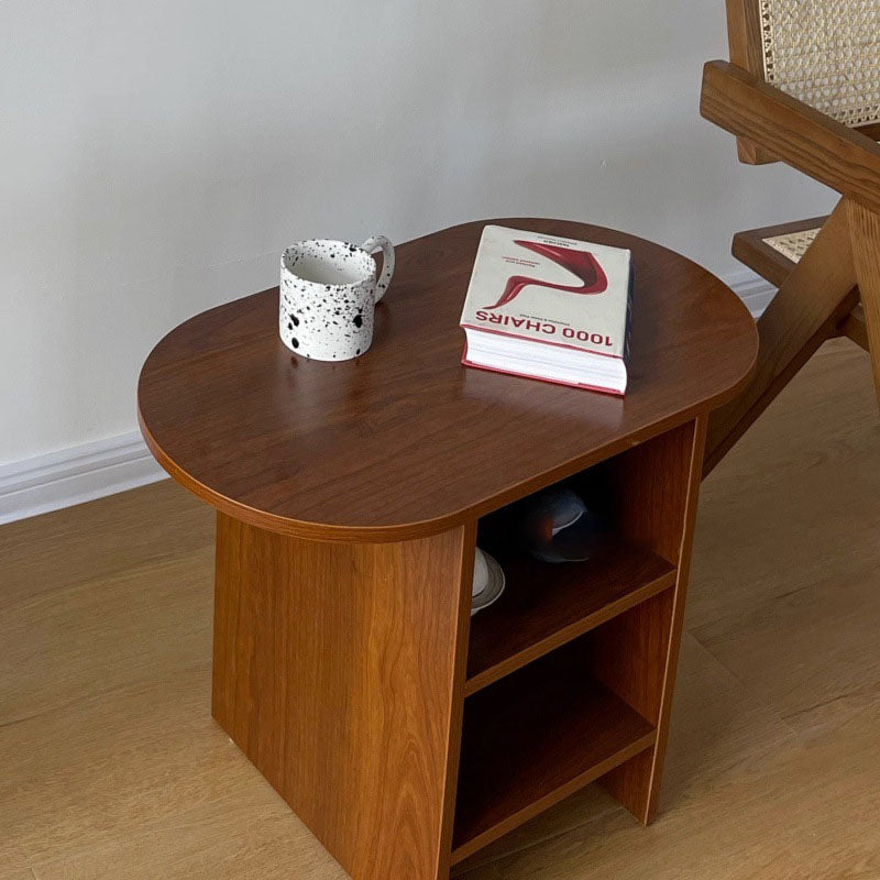 Scandinavian Oval Solid Wood 3-Tier End Table