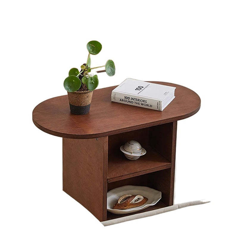 Scandinavian Oval Solid Wood 3-Tier End Table