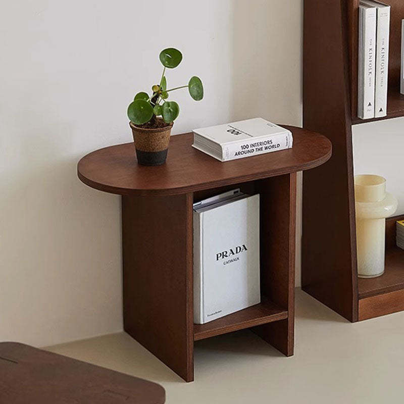 Scandinavian Oval Solid Wood 3-Tier End Table