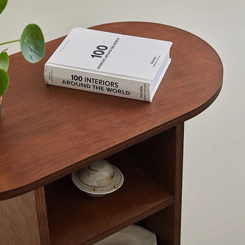 Scandinavian Oval Solid Wood 3-Tier End Table