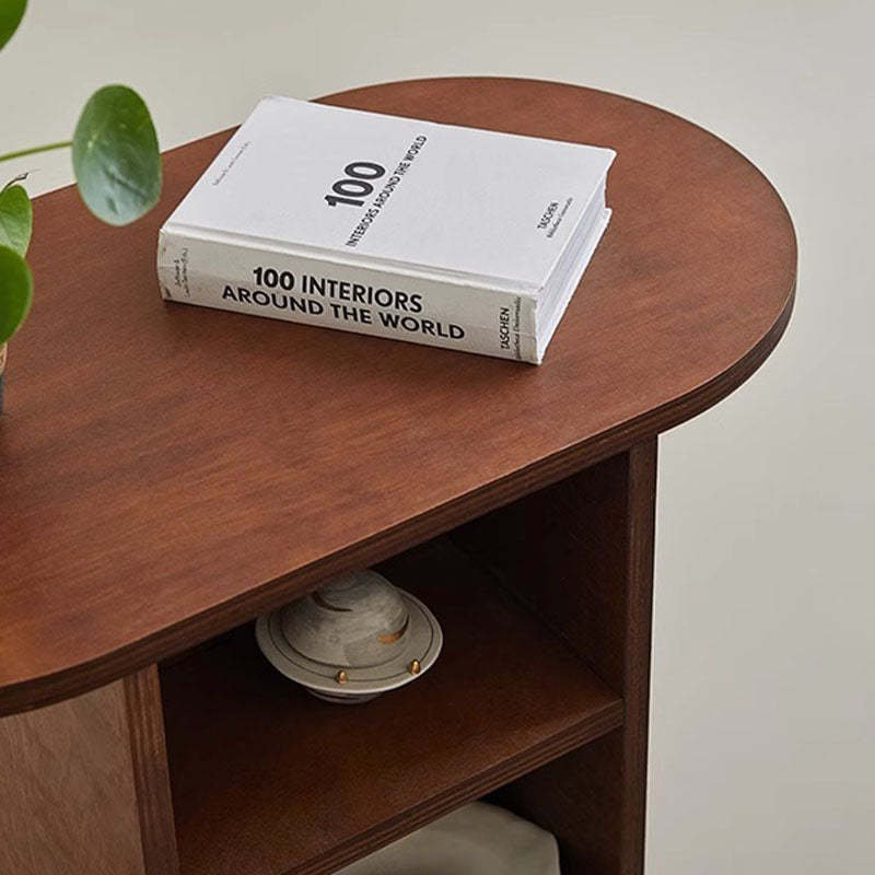 Scandinavian Oval Solid Wood 3-Tier End Table