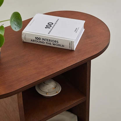 Scandinavian Oval Solid Wood 3-Tier End Table