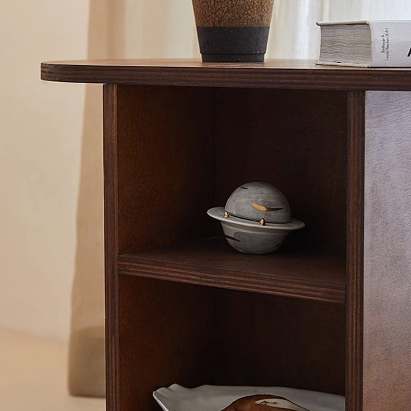 Scandinavian Oval Solid Wood 3-Tier End Table