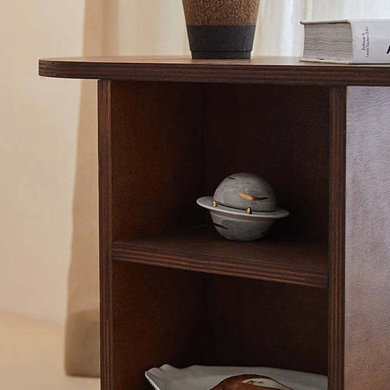 Scandinavian Oval Solid Wood 3-Tier End Table